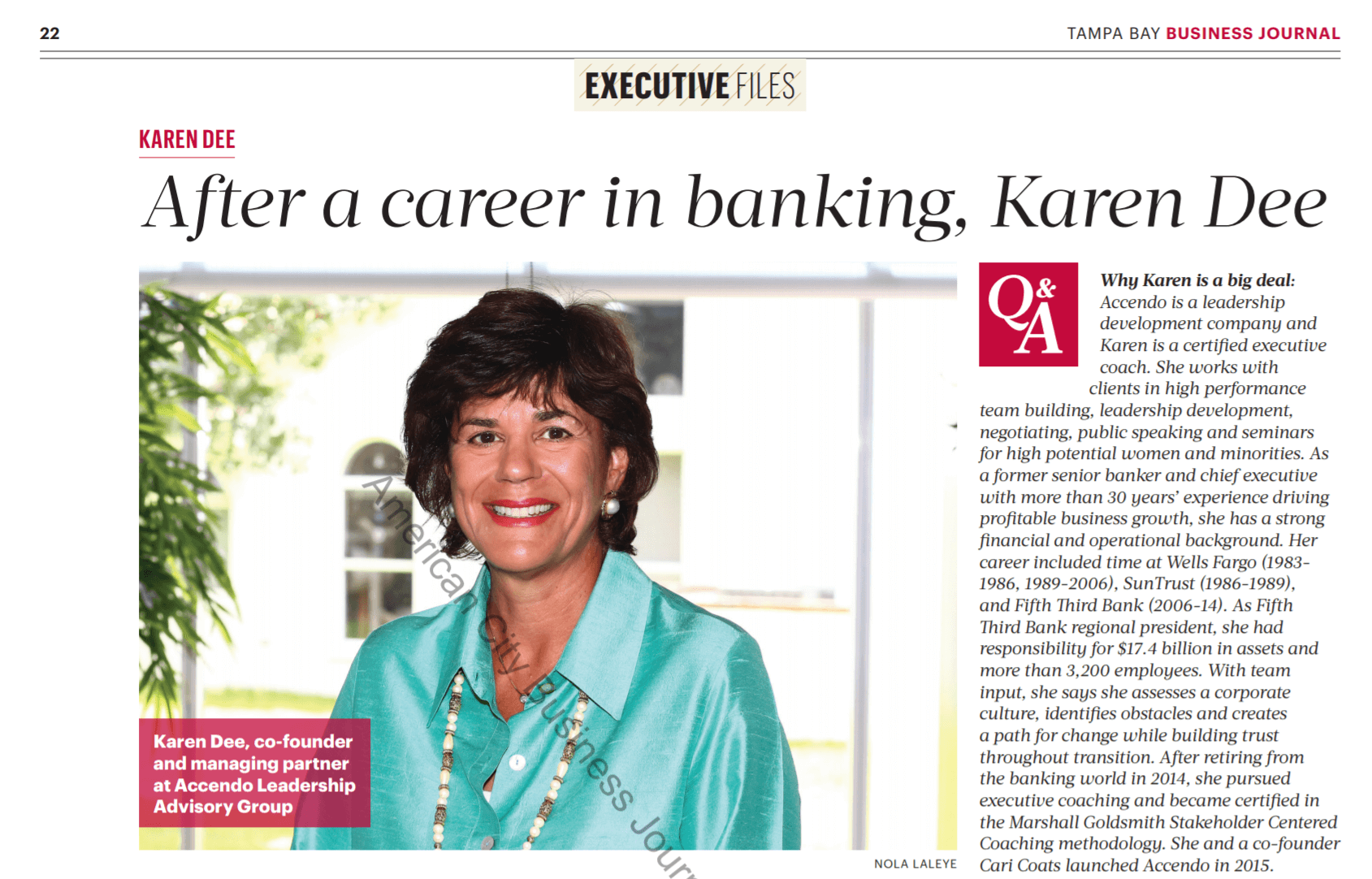 Tampa Bay Business Journal - After a career in banking, Karen Dee finds ...